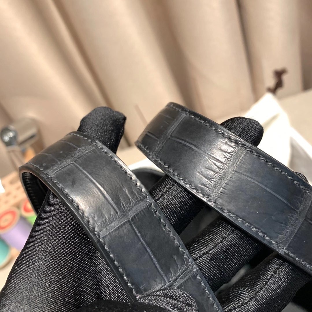 에르메스 피코탄 락18 블랙 은장 끌레망스 악어가죽 핸들